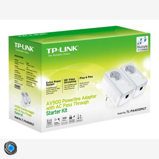 TP-Link TL-PA4010PKIT AV500 Powerline Kit AC Pass Through Bro 500Mbps Kabling